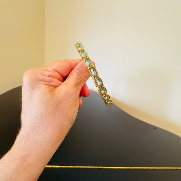 NWT AUTHENTIC LUXURY JULIE VOS CLEAR BAHAMIAN BLUE IMPORTED GLASS BANGLE - Picture 14 of 17